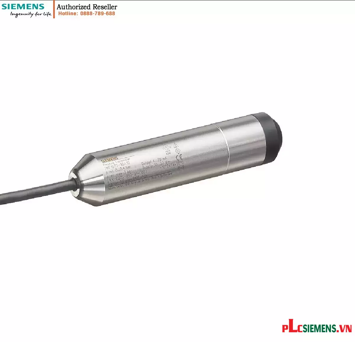 Cảm biến đo mức thủy tĩnh chìm 7MF1572-1KA10, tín hiệu 4-20mA, dây 30m, vật liệu 316L